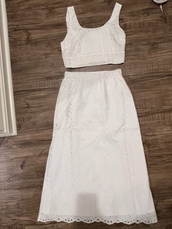 Joie Dresses & Skirts - Joie White Eyelet Top & Midi Skirt Set